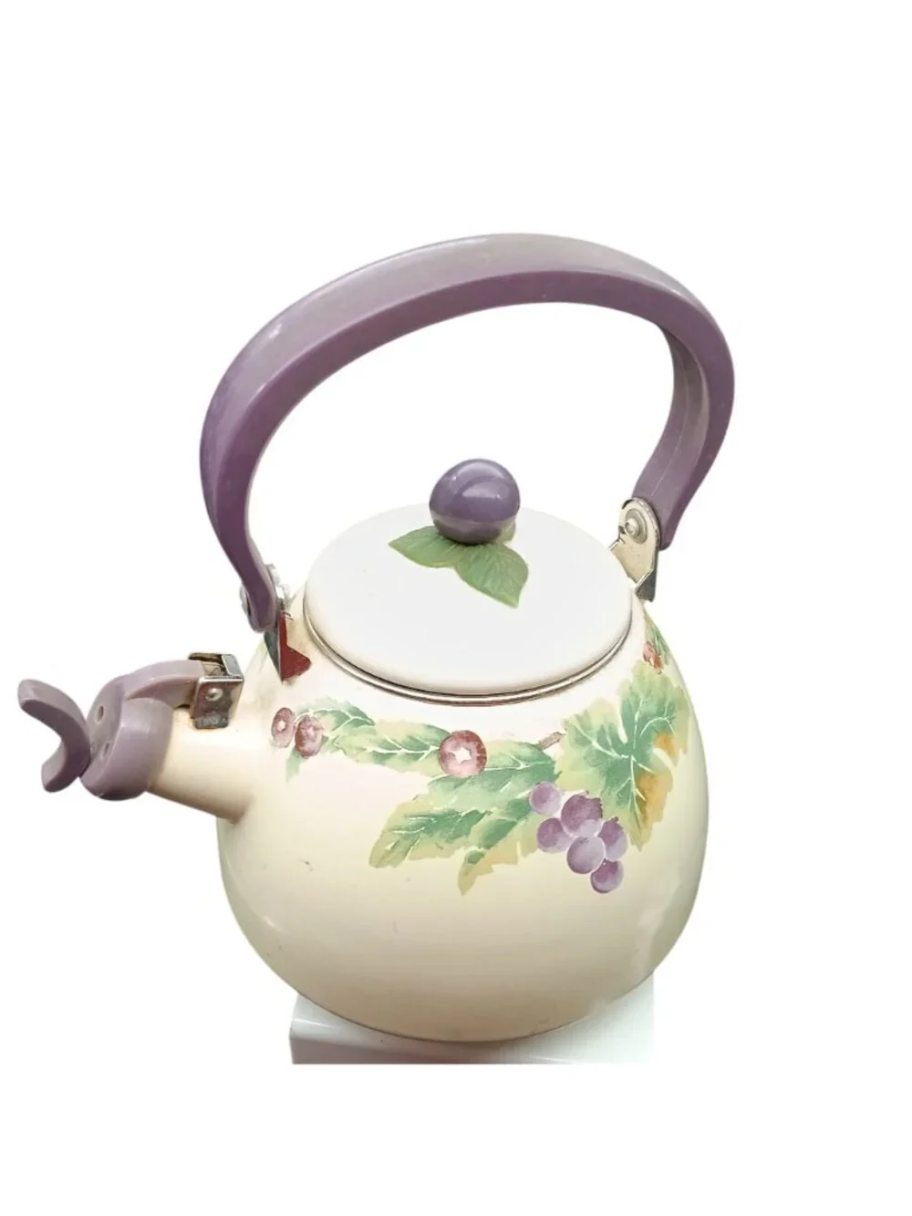 Pfaltzgraff Jamberry Vintage Whistling Tea Kettle Handpainted Grapevine Design